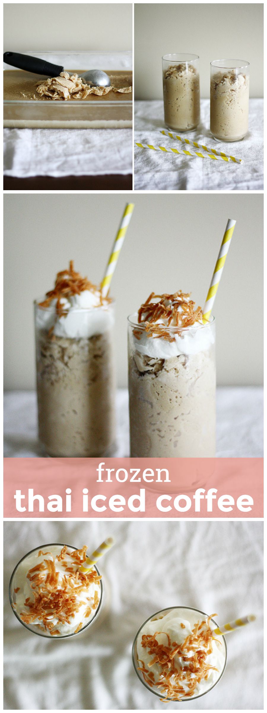 Frozen Thai Iced Coffee -- A refreshing pick-me-up topped with toasted coconut! girlversusdough.com @girlversusdough