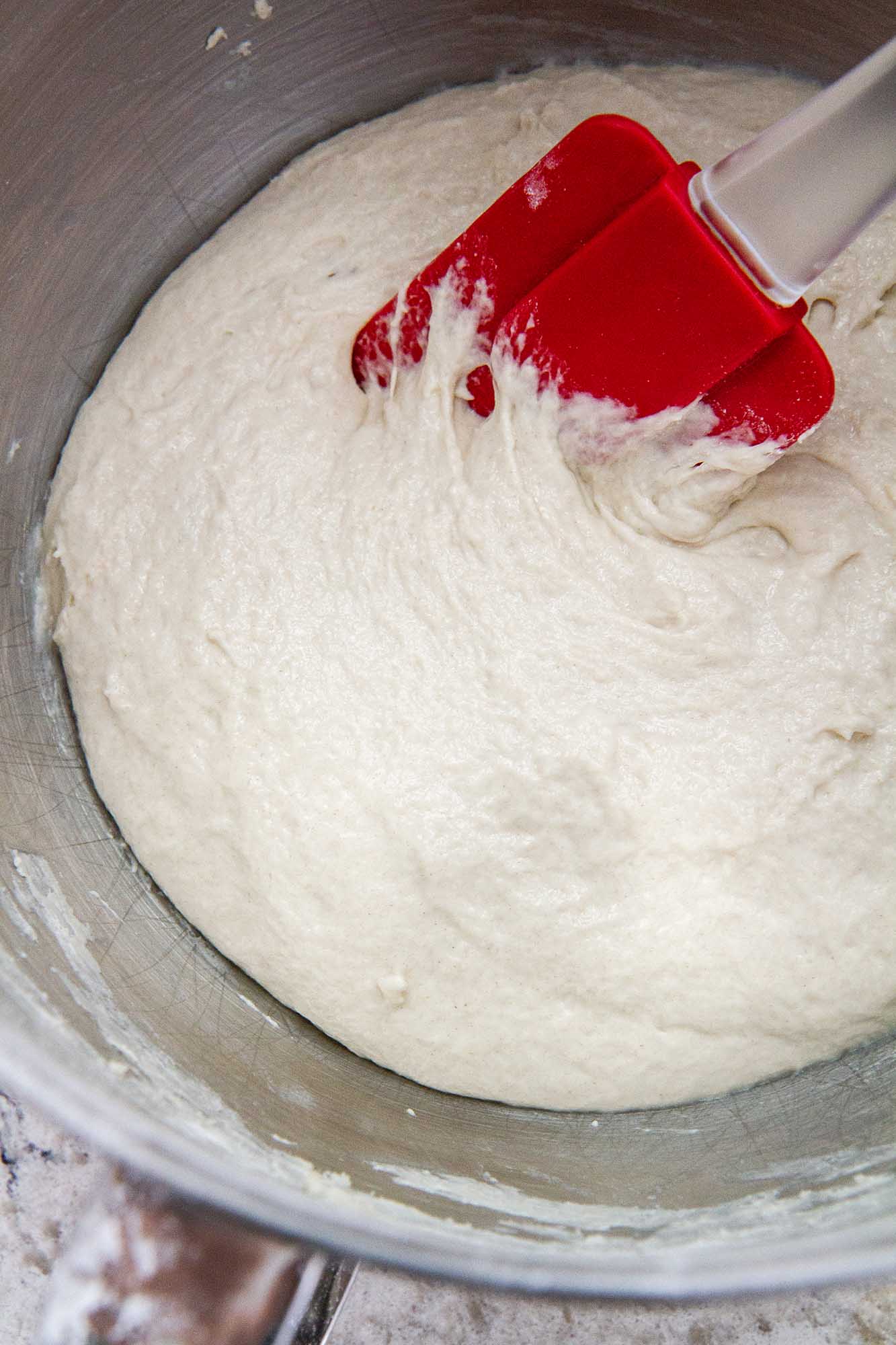 mixing no knead ciabatta bread dough