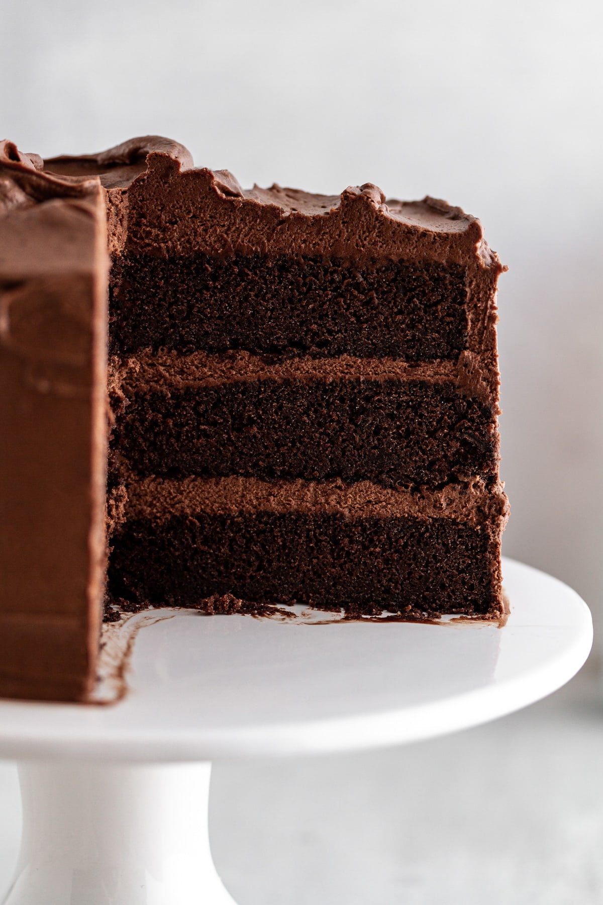 close-up shot of cross-section of Devil's Food Cake