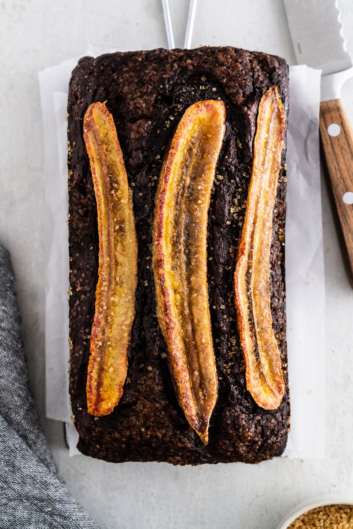 chocolate banana bread on a cooling rack