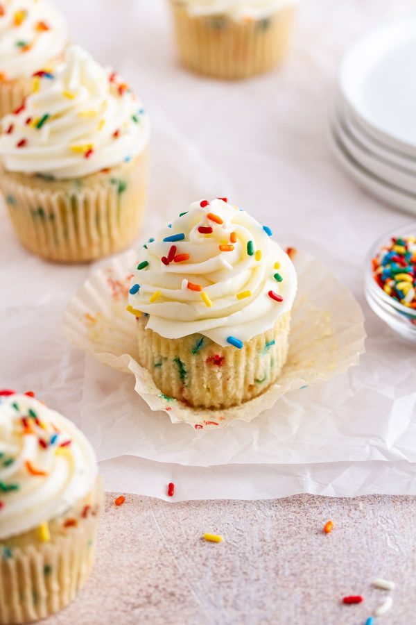 funfetti cupcakes on a surface