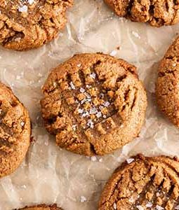almond butter cookies on parchment paper