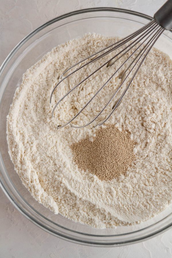 yeast in bowl with flour