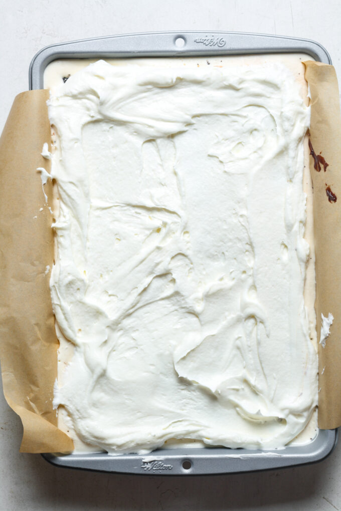Whipped topping on cake.